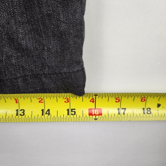 Sophisticated Edge: Le Chateau Black Denim Straight Dress – Size S, Cap Sleeve - Picture 8 of 10